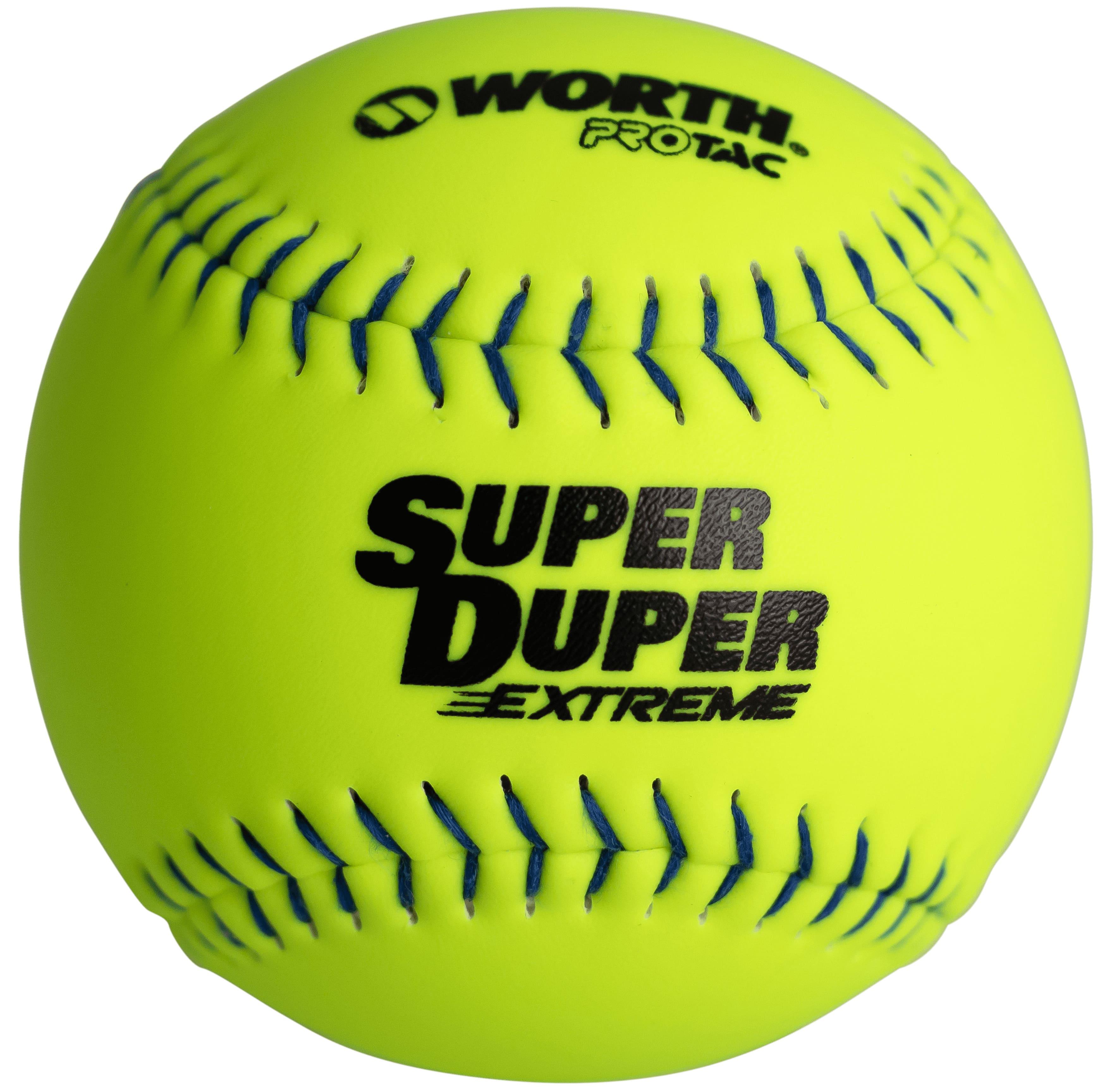 High-Quality Worth Super Duper Extreme Blue Stitch 44/375 12″ Slowpitch Softballs