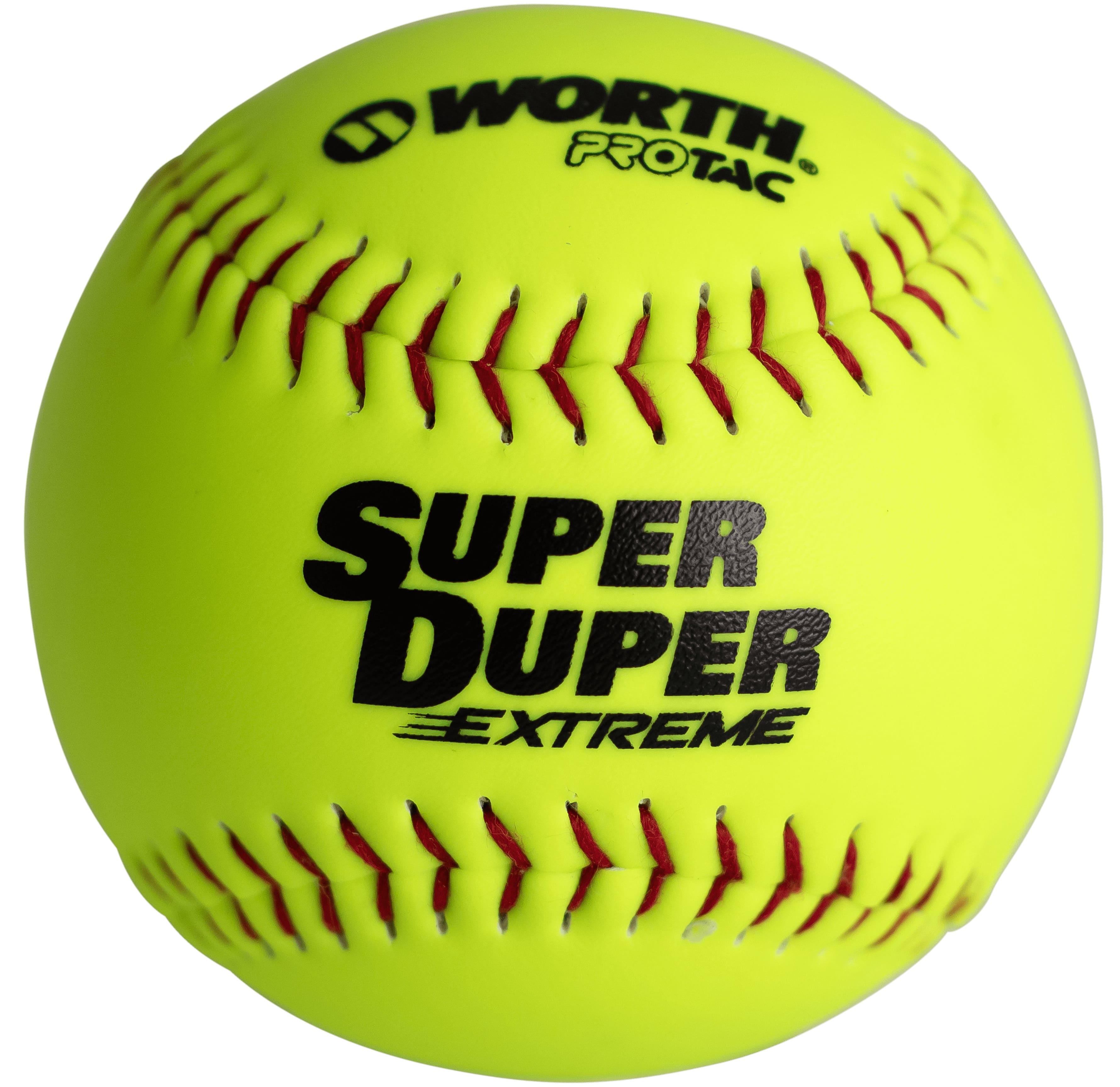 High-Quality Worth Super Duper Extreme Red Stitch 44/375 11″ Slowpitch Softballs