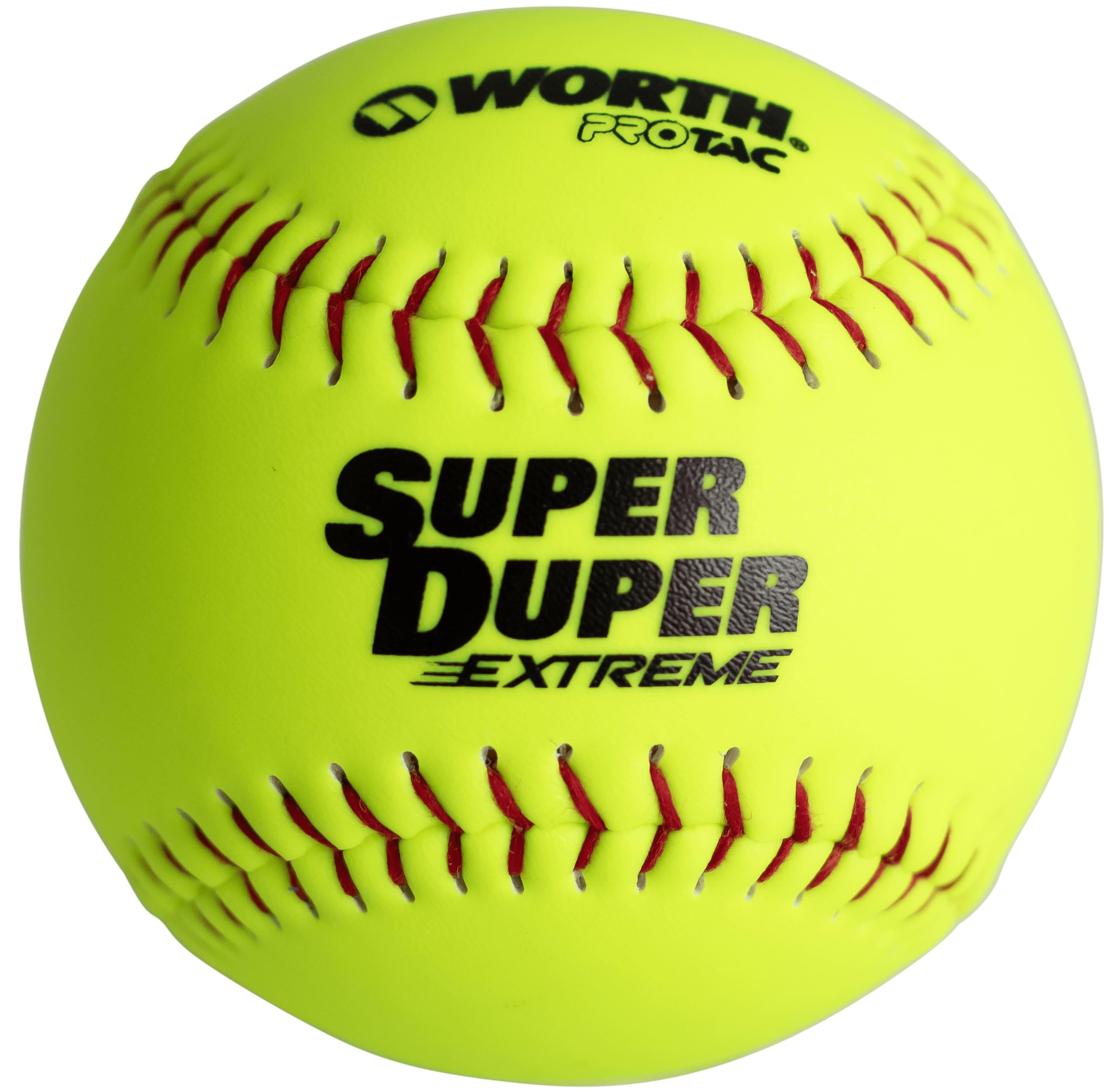 High-Quality Worth Super Duper Extreme Red Stitch 44/375 12″ Slowpitch Softballs