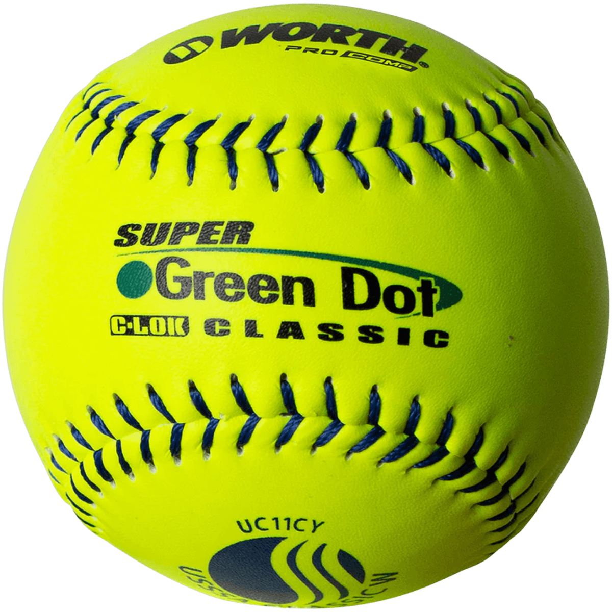 High-Quality Worth Super Green Dot Class W Composite 44/400 USSSA 11″ Slowpitch Softballs – UC11CY